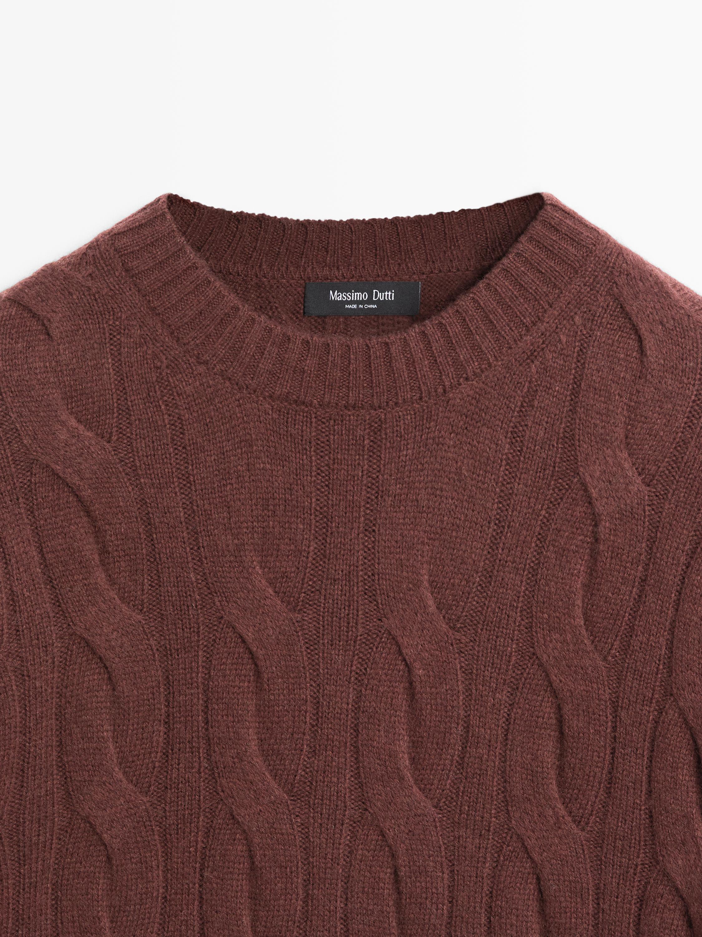 Cable-knit wool blend sweater